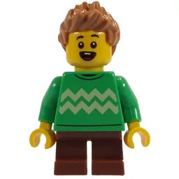 Kid, Bright Green Torso, Reddish Brown Legs, Medium Nougat Hair