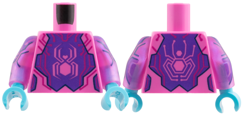 Lego Torso Magenta Circuitry, Dark Purple Breastplate with Spider Pattern / Satin Trans-Dark Pink Arms Dark Purple and Dark Blue Circuitry Pattern / Medium Azure Hands