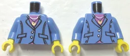 Torso Suit Jacket, Two Buttons, Pink Top, Necklace Pattern / Medium Blue Arms / Yellow Hands