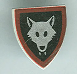 Shield Triangular with Wolfpack, Border Red Over Black (gives Brown Border effect) Print