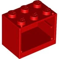Cupboard 2 x 3 x 2 with Solid Studs / Red