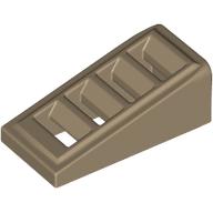 Lego Brick Sloped 18° 2 x 1 x 2/3 with 4 Slots / Grate / Dark Tan