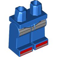 Lego Hips and Blue Legs with Silver Armor, Silver/Red Toes print / Blue