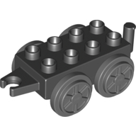 Lego Duplo Train Base 2 x 4 with Dark Bluish Gray Wheels / Black