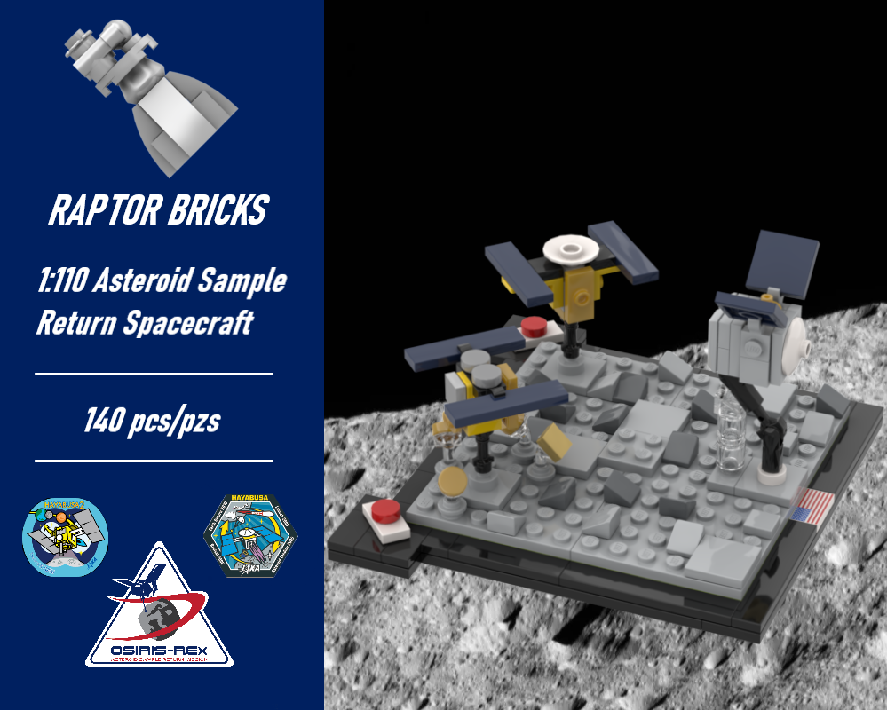 Lego 1:110 Scale Asteroid Sample Return Spacecraft (Hayabusa 1, Hayabusa 2, and OSIRIS-REx)