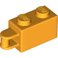 Lego Brick Special 1 x 2 with Vertical Closed Handle on Edge / Bright Light Orange