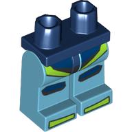Lego Hips and Medium Azure Legs with Lime/Dark Blue Armor print / Dark Blue