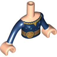 Lego Minidoll Torso Girl, Dark Blue Dress, Gold Belt print with Light Nougat Hands / Light Nougat