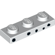 Lego Plate 1 x 3 with Black Dots print / White