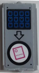 Glass for Window 1 x 2 x 3 with Blue Buttons, Black Arrow, and Dark Pink Ticket on White Circle Pattern (Sticker) - Set 70640