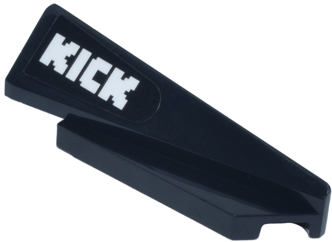 Lego Wedge 5 x 1 x 1 1/3 with 4 x 1 Base Right with White 'KICK' Logo Pattern (Sticker) - Set 77247