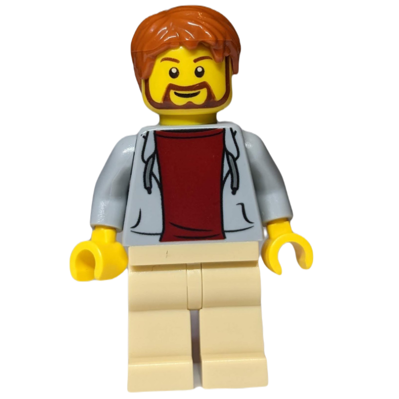 Lego Light Bluish Grey Torso, Tan Legs, Reddish Brown Hair