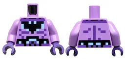 Torso Pixelated Batman Suit with Black and Bright Light Blue Bat and Belt, Dark Purple Muscles Outline Pattern / Medium Lavender Arms / Dark Purple Hands / Medium Lavender