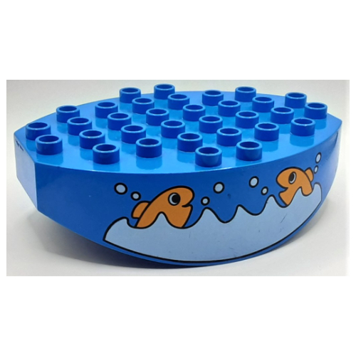 Lego Duplo Base 8 x 6 with Round Bottom and Fish on Both Sides Print / Blue
