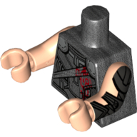 Lego Torso Armor, Silver Shoulder Sash, Red Markings Print, Light Nougat Arms and Hands / Pearl Titanium