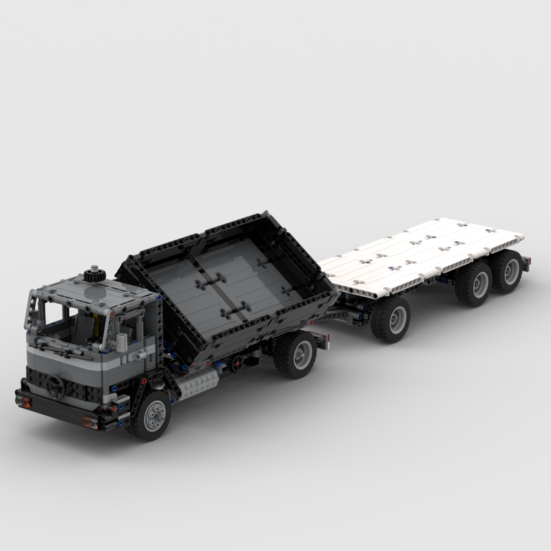 Lego 42078 C model Mercedes-Benz LPS 1418 trilateral tipper with trailer