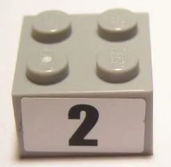 Brick 2 x 2 with Black Number 2 Narrow Bold Font Pattern (Sticker) - Set 8896