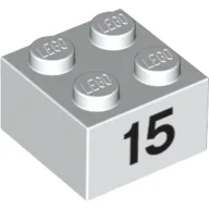 Brick 2 x 2 with Black "15" Print