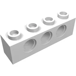 Technic Brick 1 x 4 [3 Pin Holes] / White