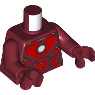 Lego Torso, Iron Man Mark 4 Armor, Metal Blue Round Arc Reactor print, Dark Red Arms and Hands / Dark Red
