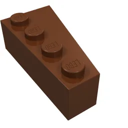 Brick Wedged, Angled 4 x 2 Left / Reddish Brown