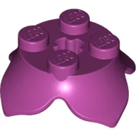 Plant, Leaves, Round 2 x 2 x 2/3 with + Axle Hole and 4 Leaf Extensions / Magenta