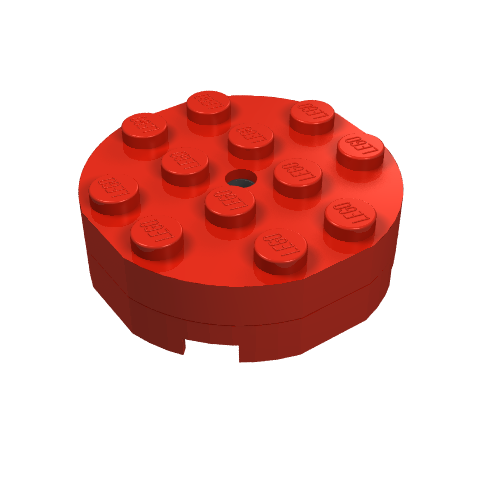 Lego Turntable 4 x 4 - Old Type Complete - Faceted / Red