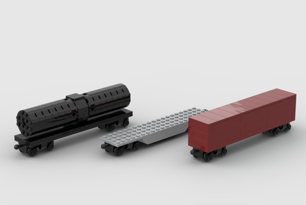 Lego Box car, Flatcar and Tank car