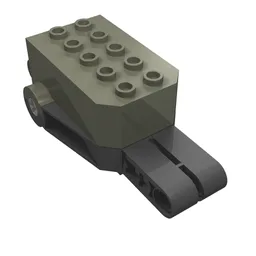 Pullback Motor 9 x 4 x 2 1/3 with Black Base, White Axle Holes, No Studs on Front Top Surface / Dark Gray