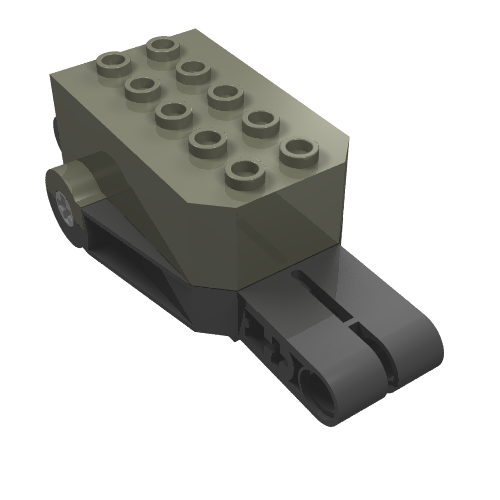 Lego Pullback Motor 9 x 4 x 2 1/3 with Black Base, White Axle Holes, No Studs on Front Top Surface / Dark Gray