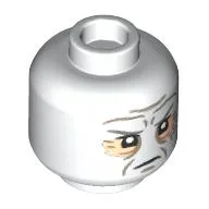 Minifig Head Darth Vader, Dark Tan Wrinkles and Scars, Light Nougat Eyeshadow Print / White