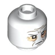 Lego Minifig Head Darth Vader, Dark Tan Wrinkles and Scars, Light Nougat Eyeshadow Print / White