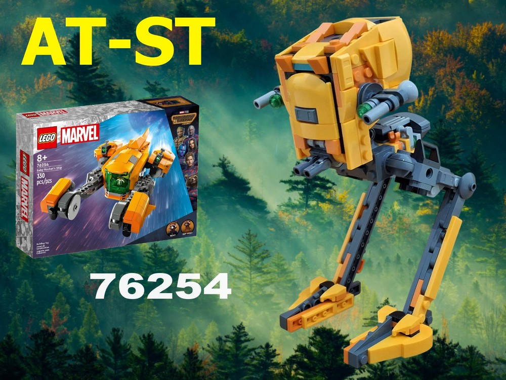 Lego AT-ST Walker, alternative built of LEGO Marvel 76254: Baby Rocket's ship