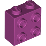 Lego Brick Special 1 x 2 x 1 2/3 with 4 Studs on 1 Side / Magenta