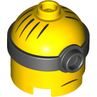 Lego Minifig Head Special, Minion, Medium, 1-Eyed Goggles, Closed Mouth, Sad print / Yellow