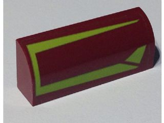 Lego Slope, Curved 1 x 4 x 1 1/3 with Lime Lines Pattern Model Left Side (Sticker) - Set 7751