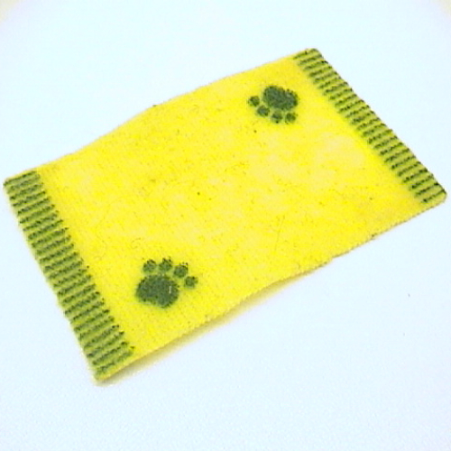 Lego Belville, Rug / Mat 8 x 5, Green Edge Stripes and 2 Paw Print / Yellow