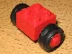 Brick, Modified 2 x 2 with Red Wheels for Dually Tire with Black Tires Smooth Small Dually (3137c02 / 7b) / Red
