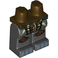 Lego Hips and Black Legs with Loincloth and Gray Toes Print / Dark Brown
