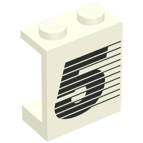 Lego Panel 1 x 2 x 2 with Number 5 Print [8850] / White