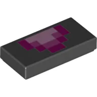 Tile 1 x 2 with Purple, Bright Pink Squares (Minecraft) / Black