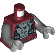 Lego Torso Armor Sith Warrior Print, Dark Bluish Gray Arms, Light Bluish Gray Hands / Dark Red