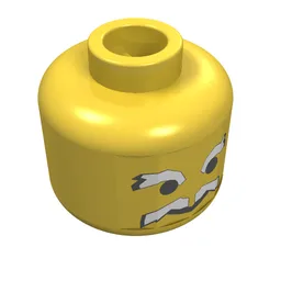 Minifig Head, White Moustache and Eyebrows Print [Blocked Open Stud] / Yellow