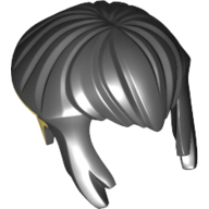 Lego Hair Short, Bowl Cut with Side Locks and Bright Light Yellow Rear Print / Black