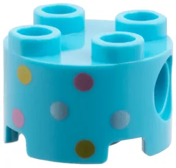 Brick Round 2 x 2, Pin Holes with Multi-Colored Dots Print