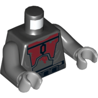 Lego Torso Armor, Dark Red Plates, Tattered Print (Super Commando), Dark Bluish Gray Arms, Light Bluish Gray Hands / Black
