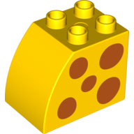 Lego Duplo Brick 2 x 3 x 2 with Curved Top and Dark Orange Spots Print on Both Sides