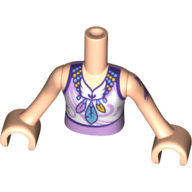 Lego Minidoll Torso Girl with Top with Lavender Filigree on White Fabric Inset, and Feather Necklace Print, Light Nougat Arms and Hands with Tattoo on Left Arm / Light Nougat