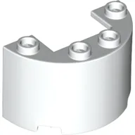 Cylinder Half 2 x 4 x 2 with 1 x 2 Cutout / White