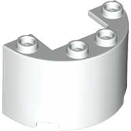Lego Cylinder Half 2 x 4 x 2 with 1 x 2 Cutout / White
